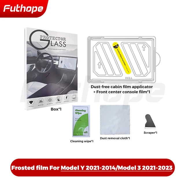 Futhope Tempered Glass Screen Protector For Tesla Model 3 Highland Y 2021-2024 Matte Glare HD Center Control Film Protection