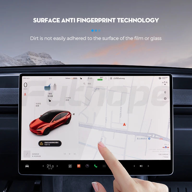 Futhope Tempered Glass Screen Protector For Tesla Model 3 Highland Y 2021-2024 Matte Glare HD Center Control Film Protection